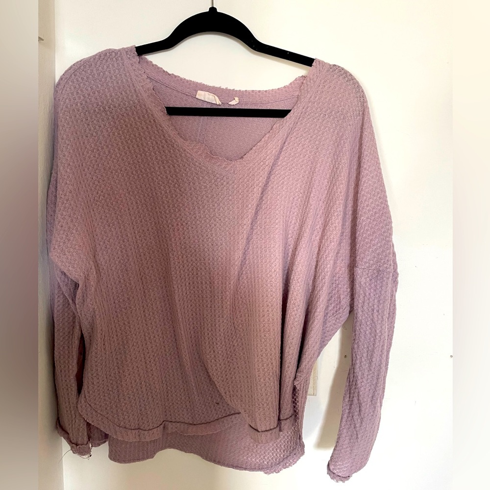 Purple waffle long sleeve shirt